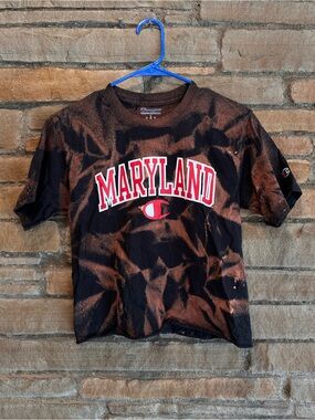 University of Maryland Bleach Dye Cropped Champion Tee Juniors S